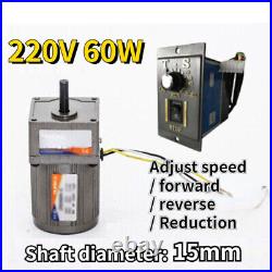 220V 60W Reversible Variable 5-470 RPM Speed Controller Electric Motor Gear Box