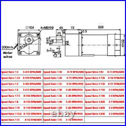 250W New Variable Speed Reversible Gear Box Electric Motor Controller 5-470 RPM