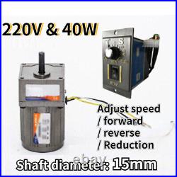 40W 220V Reversible Variable Electric Motor Gear Box 5-470 RPM Speed Controller
