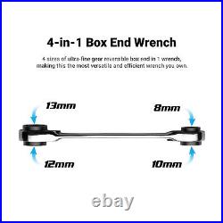 4-in-1 120-Tooth Box End Reversible Ratcheting Wrench Set, Metric and SAE, 4