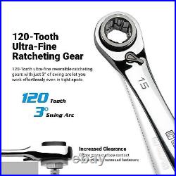 4-in-1 120-Tooth Box End Reversible Ratcheting Wrench Set, Metric and SAE, 4