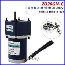 DC 12V/24V 20W Micro Silent Gearmotor Metal Gearbox Motor 10RPM to 600RPM 2D20GN