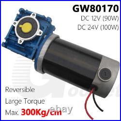 GW80170 Worm Gear Box Motor Gearmotor DC 12V 90W 24V 100W Large Torque 12-330RPM