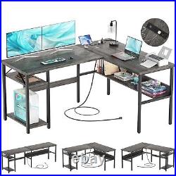 Hyomdeck Reversible L Shaped Gaming Desk with Power Outlets and USB Charging