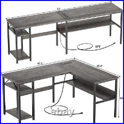 Hyomdeck Reversible L Shaped Gaming Desk with Power Outlets and USB Charging