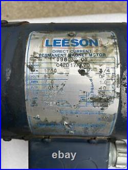 Leeson 098032 DC motor 3/4 HP 90v 1800 RPM USS56C frame withGrove Gold gear Box