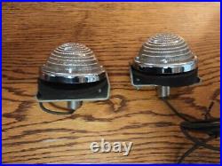 NOS Vintage Accessory Flush Mount Chrome Reverse Backup Light Lamp Assembly Pair