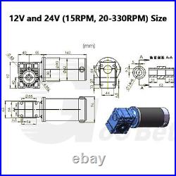 Worm Gear Box Motor Gearmotor DC 24V 100W 12V 90W Large Torque 12-330RPM GW80170